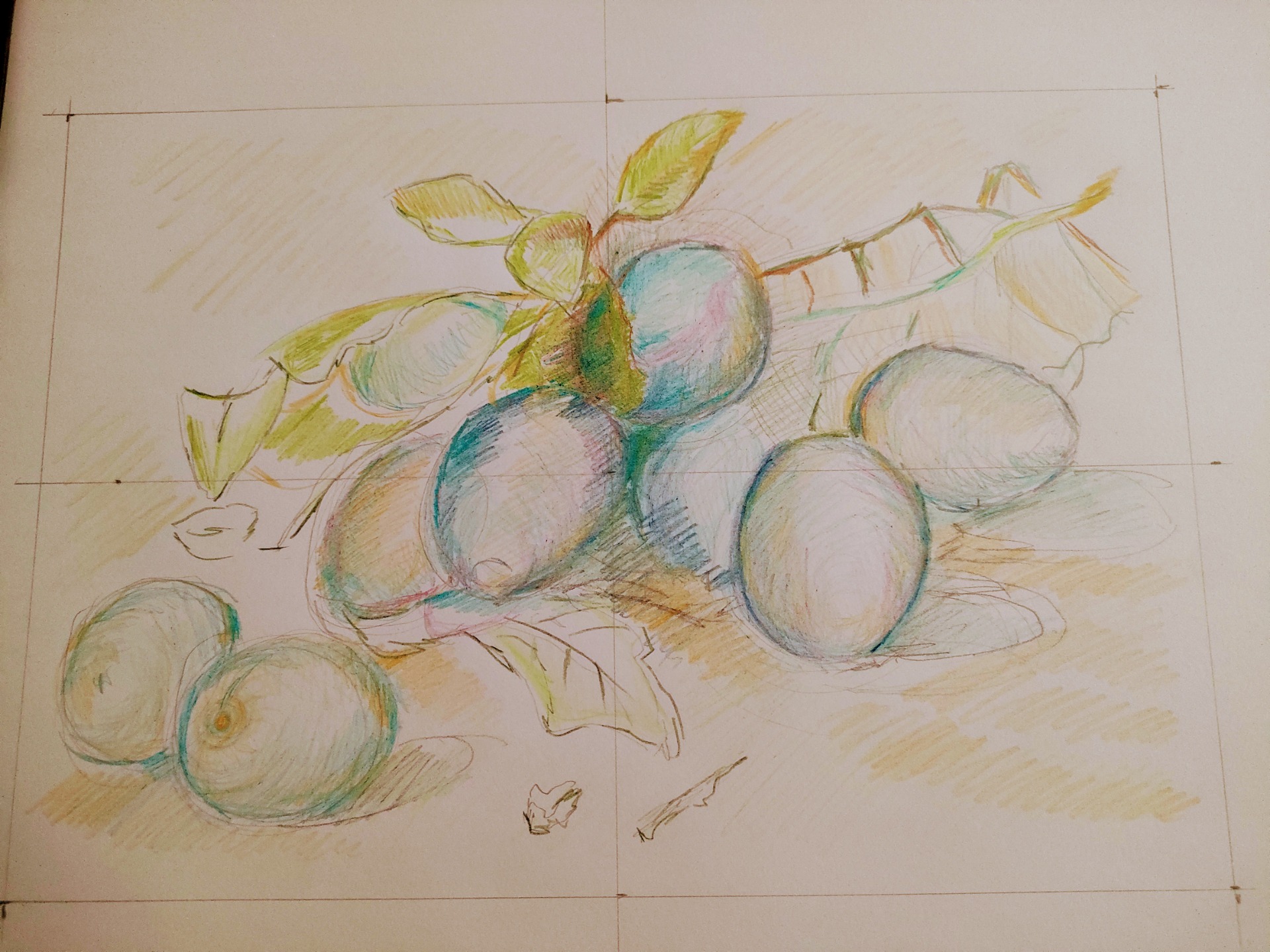 2025, Interpretácia Zátišia so slivkami, pastelky, Mgr. Zuzana Ferencová 